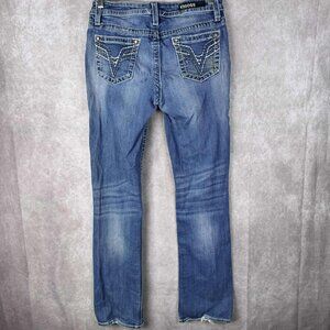 Vigoss Women's Chelsea Slim Boot Cut Distressed Jeans Size 28